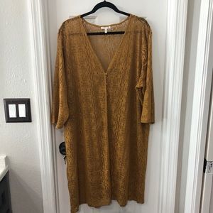 Maurices Mustard Knee-Length 3/4-Sleeve Duster